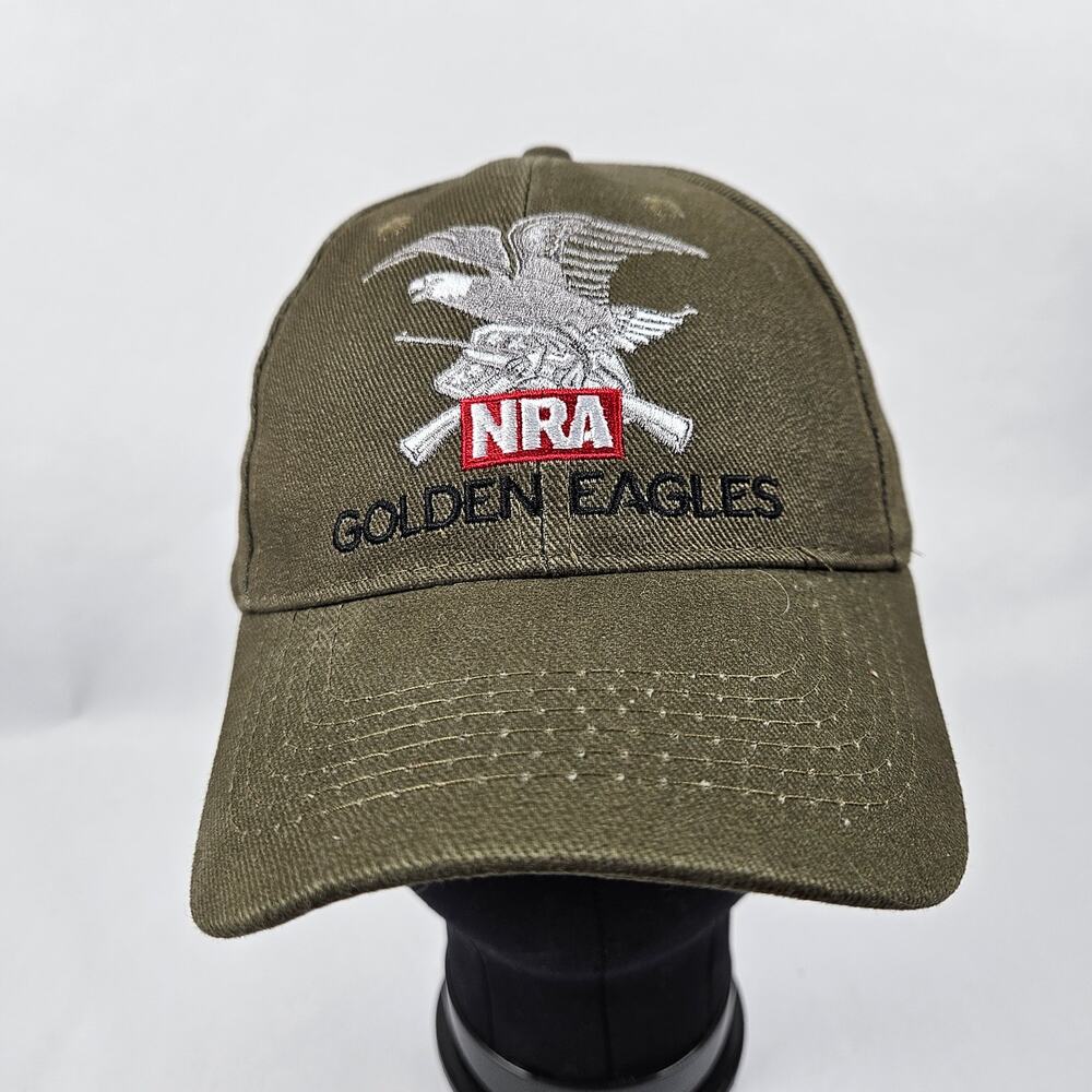 NRA Golden Eagles Logo Strapback Cap, Size Adjustable